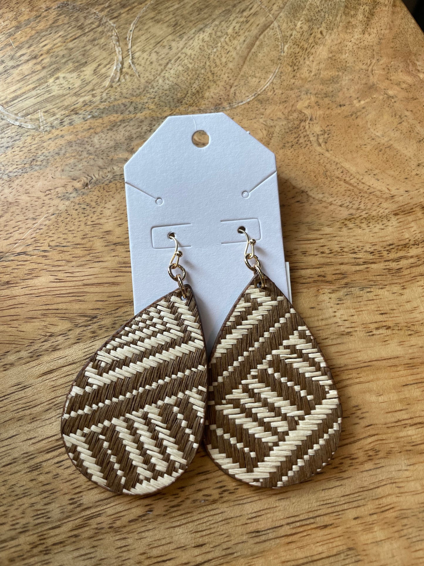 Teardrop Wood/Ivory Earrings