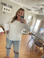 White Waffle Knit Henley Top