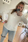 White Waffle Knit Henley Top