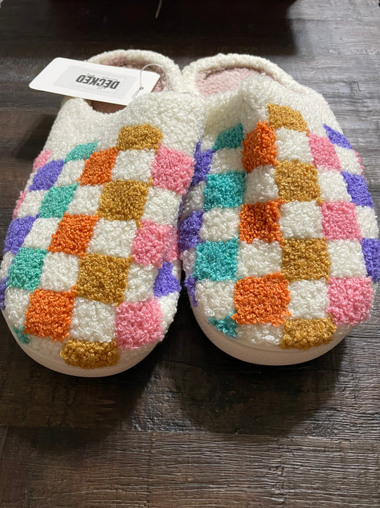 Checkered Plush Slippers