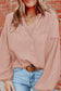 Pink Casual Balloon Sleeve Crinkled Top